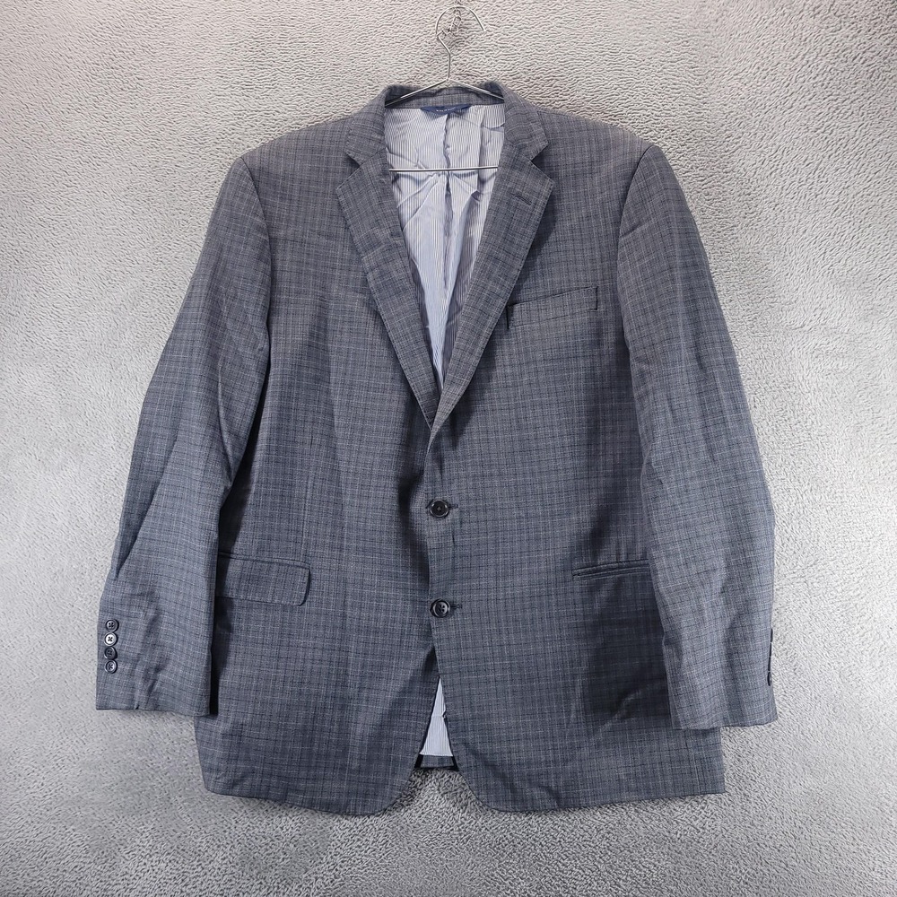Brooks Brothers Suit Jacket Mens 46R Gray Explorer Regent Fit Stretch Check